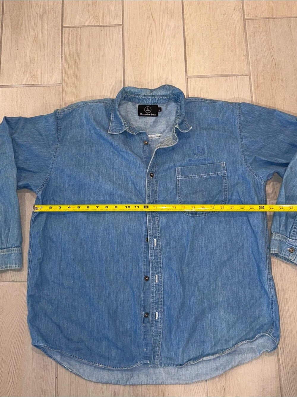 Mercedes-Benz Men's Light Blue Denim Button-Down Shirt